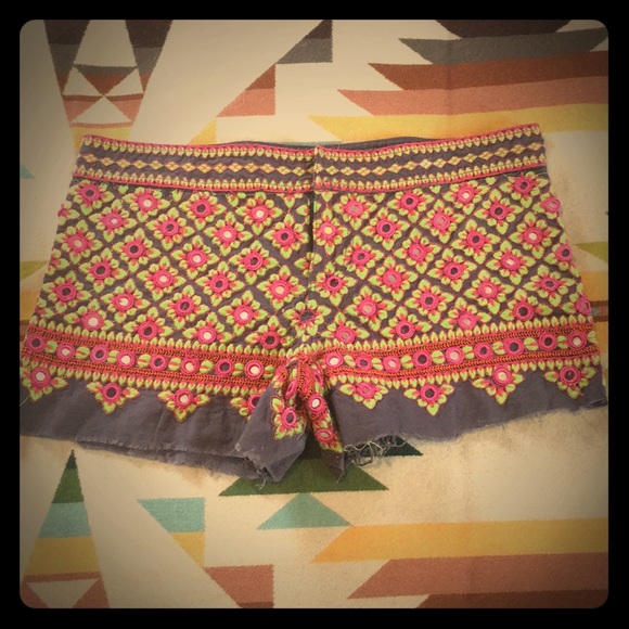 FP One Mirrored Embroidered Boho Festival Shorts - Picture 1 of 5